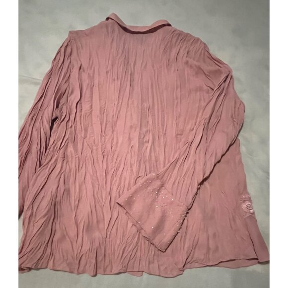 Sunny Taylor Womens Pink Long-Sleeve Blouse W/ Beaded & Lace Accents - Picture 2 of 12